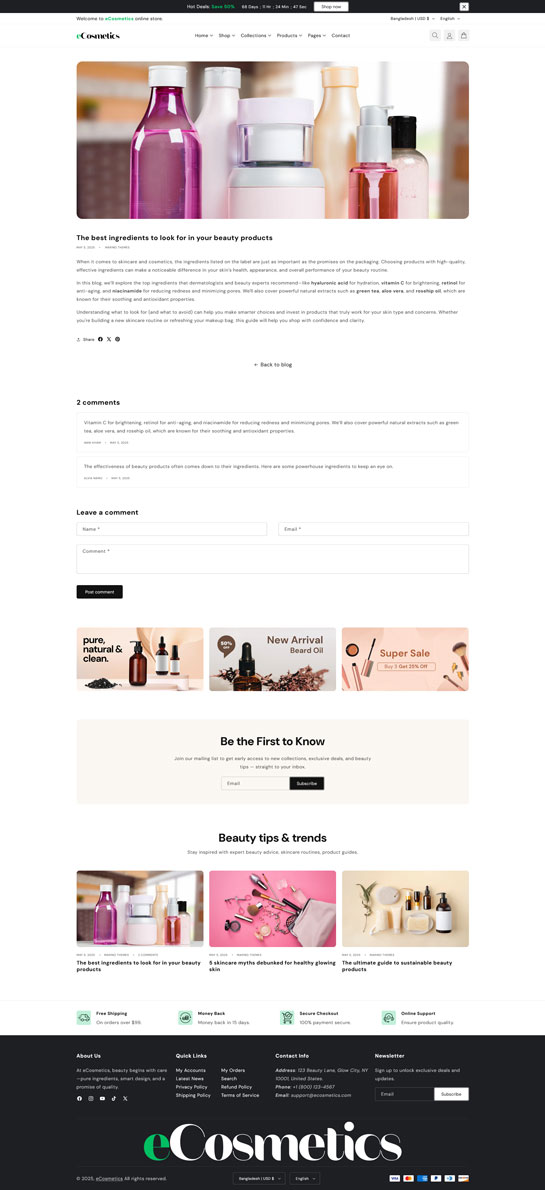 eCosmetics – Beauty & Skincare Shopify Theme 2.0