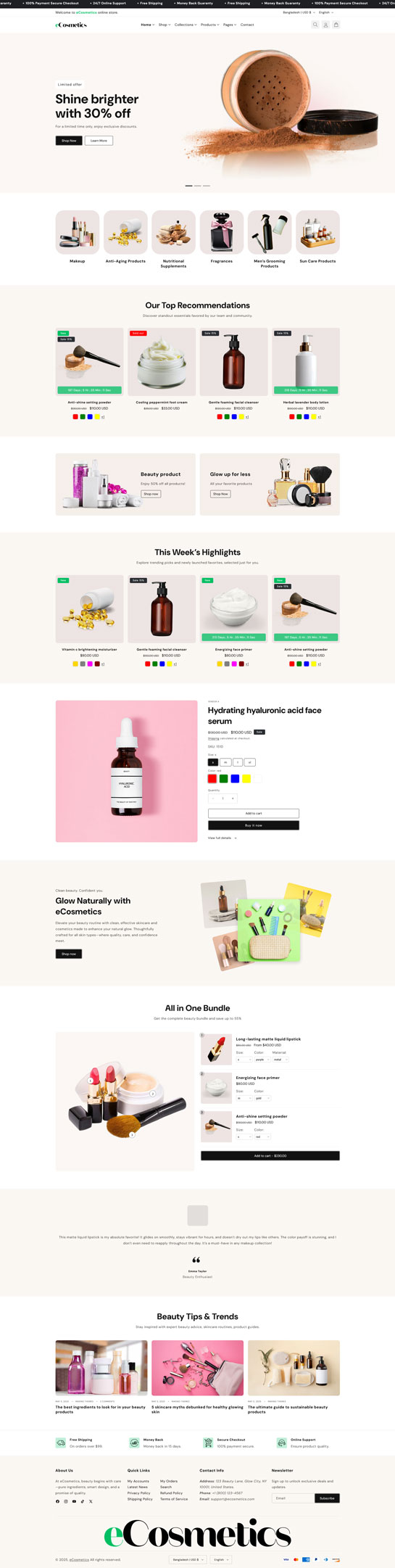 eCosmetics – Beauty & Skincare Shopify Theme 2.0